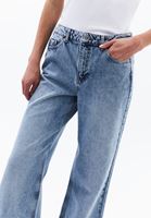 Bayan Mavi Yüksek Bel Wide-Leg Pantolon
