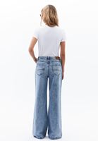 Bayan Mavi Yüksek Bel Wide-Leg Pantolon