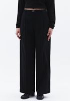 Women Black High Rise Straight Fit Pants