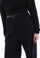 Women Black High Rise Straight Fit Pants