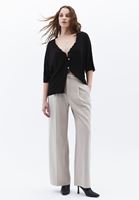 Women Beige High Rise Straight Fit Pants