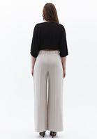 Women Beige High Rise Straight Fit Pants