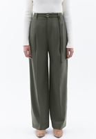 Women Green High Rise Straight Fit Pants