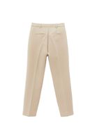 Bayan Bej Yüksek Bel Slim-Fit Pantolon