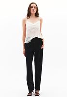 Bayan Siyah Orta Bel Straight-Fit Pantolon