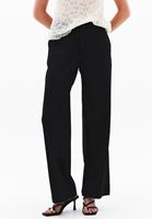 Bayan Siyah Orta Bel Straight-Fit Pantolon