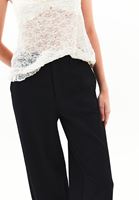 Bayan Siyah Orta Bel Straight-Fit Pantolon