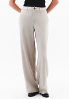 Bayan Bej Orta Bel Straight-Fit Pantolon