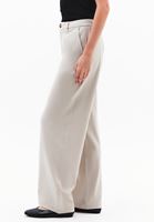 Bayan Bej Orta Bel Straight-Fit Pantolon