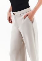 Bayan Bej Orta Bel Straight-Fit Pantolon