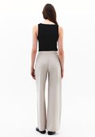 Bayan Bej Orta Bel Straight-Fit Pantolon