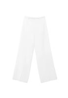 Women Cream High Rise Wide-Leg Pants