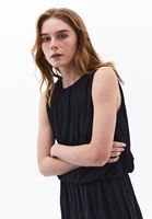 Women Black Crop Balloon Blouse