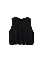 Women Black Crop Balloon Blouse