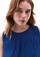 Women Blue Crop Balloon Blouse