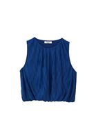 Women Blue Crop Balloon Blouse