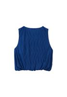 Women Blue Crop Balloon Blouse