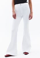 Bayan Beyaz Ultra Yüksek Bel Flare Pantolon ( TENCEL™ )