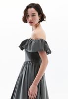 Women Green Off-Shoulder Balloon Dress