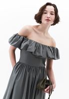 Women Green Off-Shoulder Balloon Dress