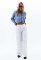 Women Mixed Pocket Detail Crop Shirt