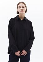 Women Black Loose Fit Poplin Shirt