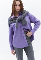 Women Purple Oversize Poplin Shirt