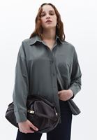 Women Green Oversize Poplin Shirt