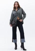 Women Green Oversize Poplin Shirt