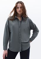 Women Green Oversize Poplin Shirt