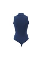 Bayan Mavi Dik Yaka Bodysuit