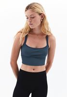 Women Blue Crop Singlet with Straps