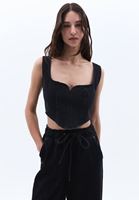 Women Black Silvery Denim Singlet