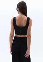 Women Black Silvery Denim Singlet