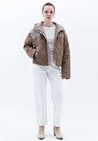 Women Mixed Quilted Crop Coat