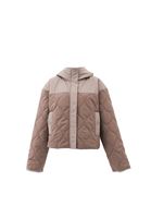 Women Mixed Quilted Crop Coat