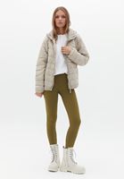 Women Beige Quilted Crop Puffer Jacket