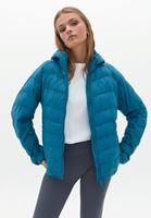 Women Blue Quilted Crop Puffer Jacket