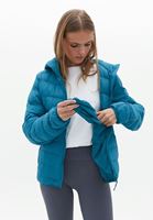 Women Blue Quilted Crop Puffer Jacket