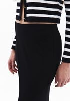 Women Black High Rise Skirt with Slit