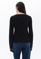 Women Black Boat Neck Tshirt with Long Sleeves