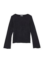 Women Black Boat Neck Tshirt with Long Sleeves