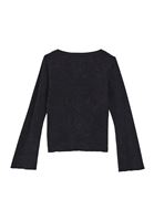 Women Black Boat Neck Tshirt with Long Sleeves