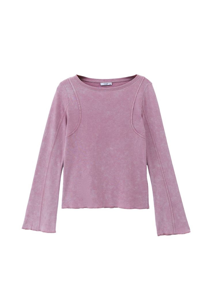 Women Lila Boat Neck Tshirt with Long Sleeves