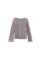 Women Grey Boat Neck Tshirt with Long Sleeves