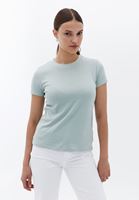 Women Green Cotton Crew Neck Tshirt