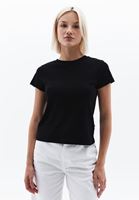 Women Black Cotton Crew Neck Tshirt