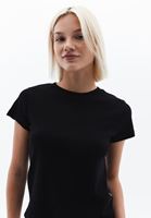 Women Black Cotton Crew Neck Tshirt