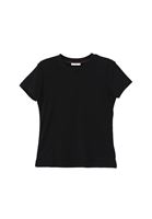 Women Black Cotton Crew Neck Tshirt