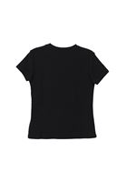 Women Black Cotton Crew Neck Tshirt